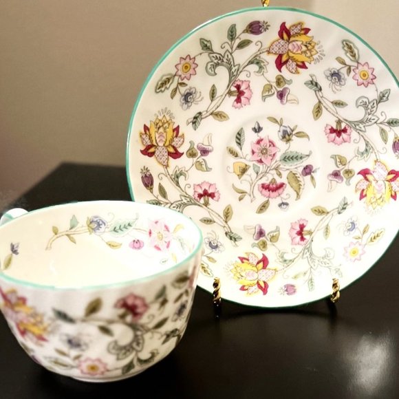 Haddon Hall B1451 Green Trim by Minton - Demitasse Saucers and a Flat Cup - Picture 4 of 13